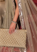 Pakistani Pistachio Sequin Net Saree with Satin Blouse (2-Piece) - Image 4