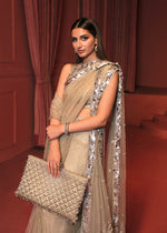 Pakistani Pistachio Sequin Net Saree with Satin Blouse (2-Piece) - Image 6