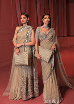 Pakistani Pistachio Sequin Net Saree with Satin Blouse (2-Piece) - Image 7