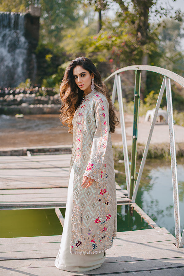 Pistachio Green Embellished Silk Saree (3-Piece) - Image 2