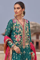 Pakistani Emerald Green Embroidered Chiffon Sharara (3-Piece) - Image 4