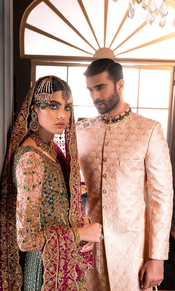 Emerald Green Zardozi Silk Sharara (3-Piece) - Image 8