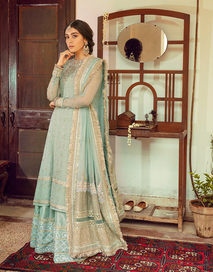 Mint Chikankari Embroidered Chiffon & Silk Sharara (3-Piece) - Image 1