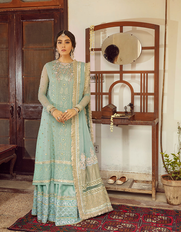 Mint Chikankari Embroidered Chiffon & Silk Sharara (3-Piece) - Image 5