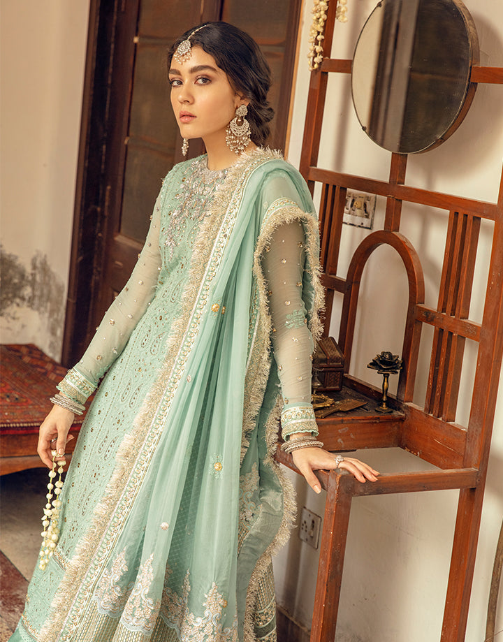 Mint Chikankari Embroidered Chiffon & Silk Sharara (3-Piece) - Image 6