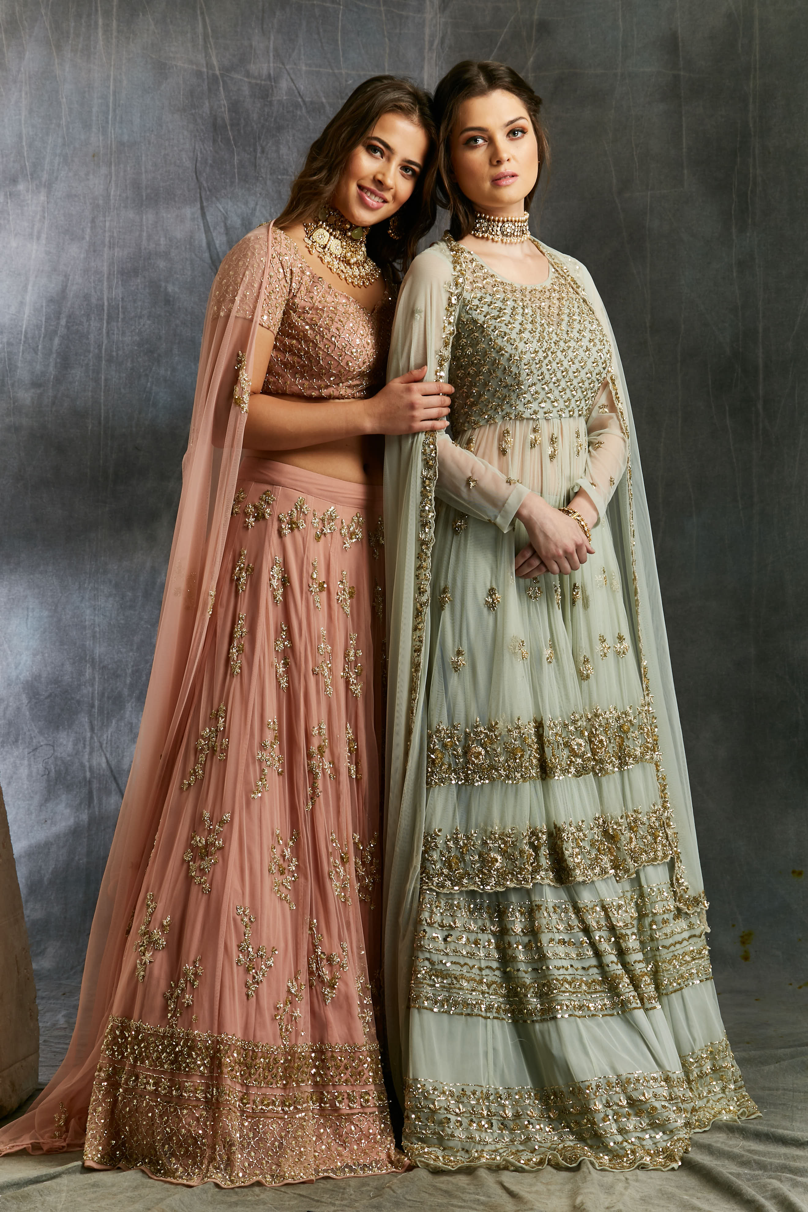 Sea Green Zari Sequin Net Sharara (3-Piece) - Image 14