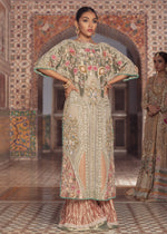Sage Green Embroidered Organza Kameez with Sharara (2-Piece) - Image 3
