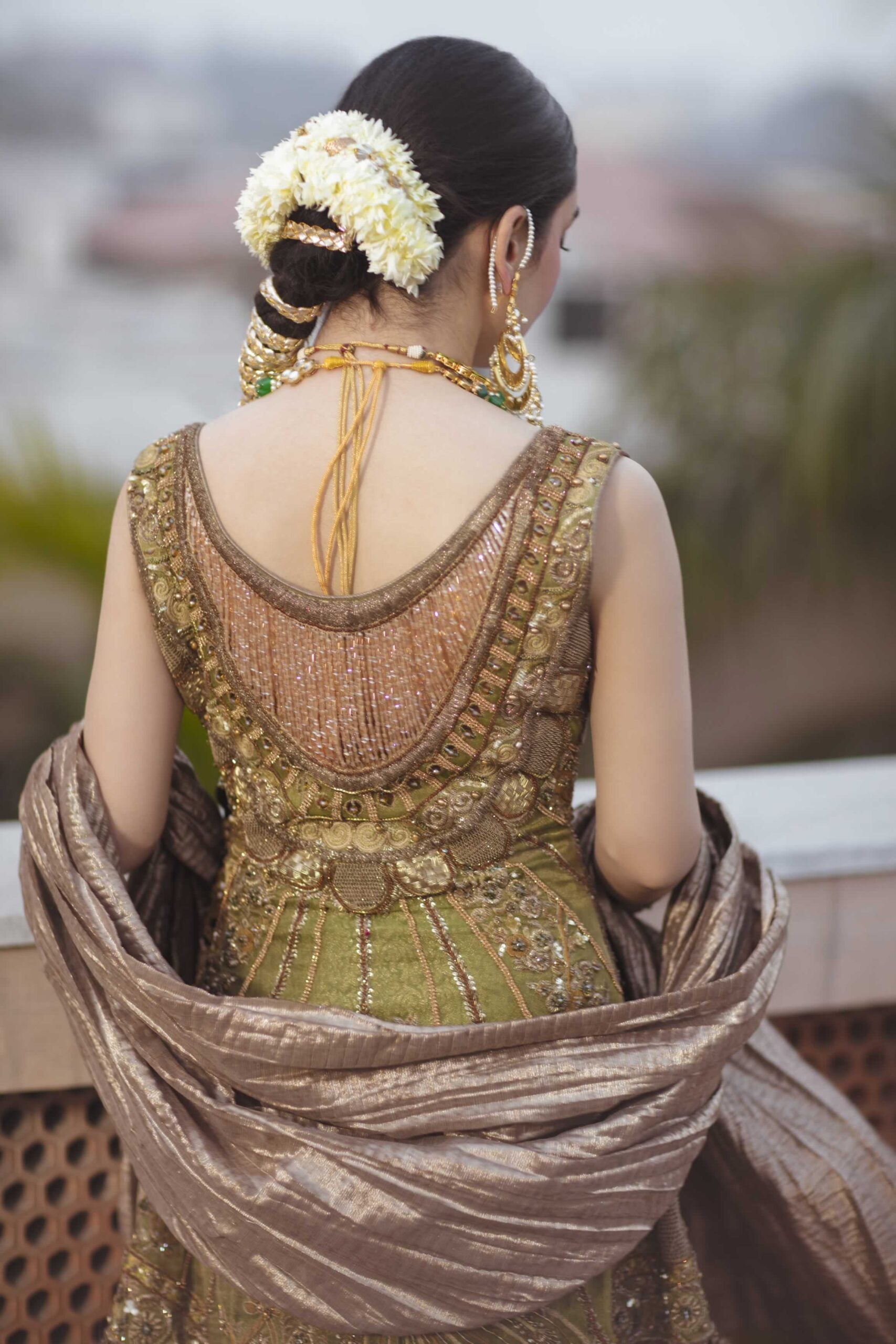 Pistachio Green Embellished Organza Sharara (3-Piece) - Image 5