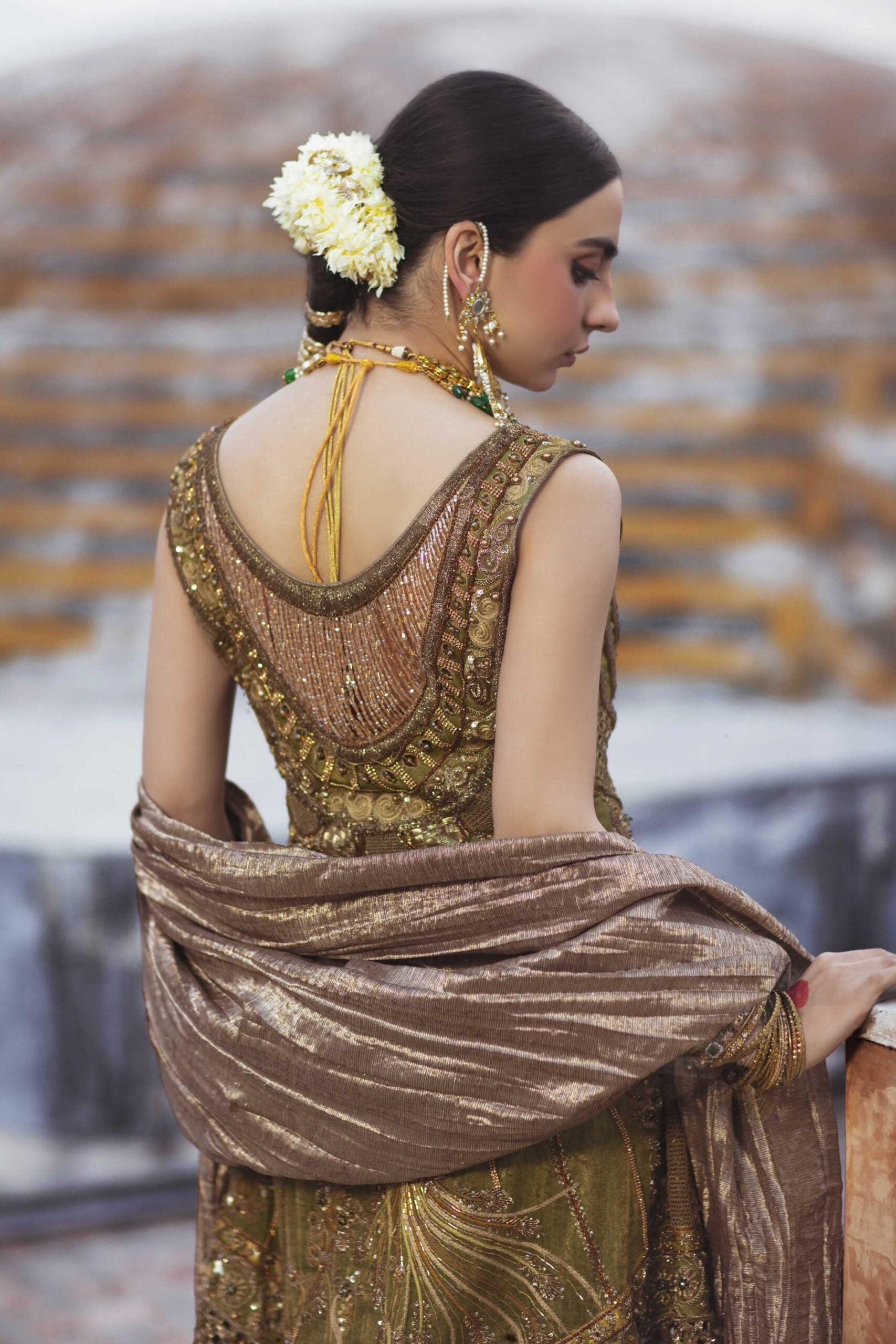 Pistachio Green Embellished Organza Sharara (3-Piece) - Image 7