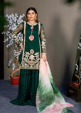 Pakistani Green Embroidered Organza & Silk Sharara (4-Piece) - Image 2