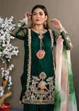 Pakistani Green Embroidered Organza & Silk Sharara (4-Piece) - Image 3