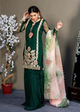 Pakistani Green Embroidered Organza & Silk Sharara (4-Piece) - Image 4