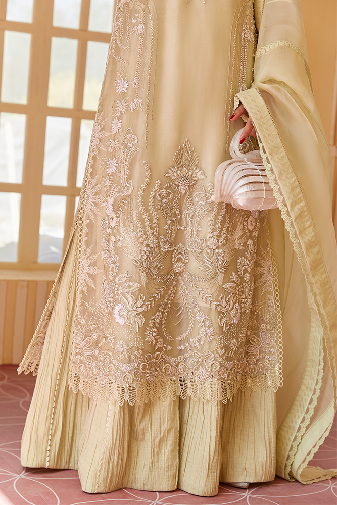 Chartreuse Embroidered Organza Sharara Set (3-Piece) - Image 2