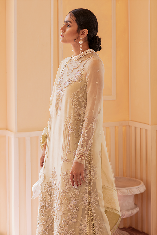 Chartreuse Embroidered Organza Sharara Set (3-Piece) - Image 5