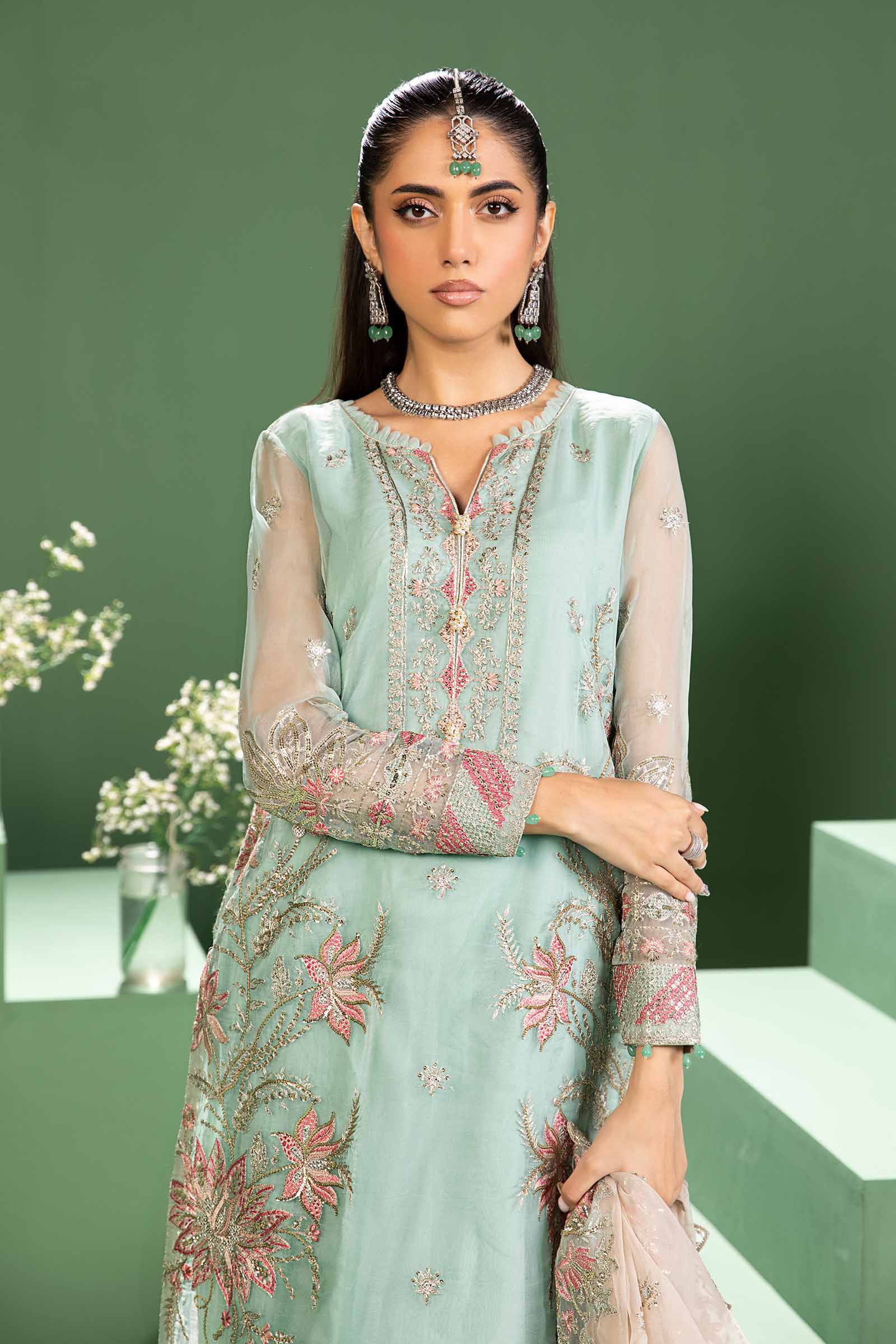 Ferozi Embroidered Organza Sharara Suit (3-Piece) - Image 3