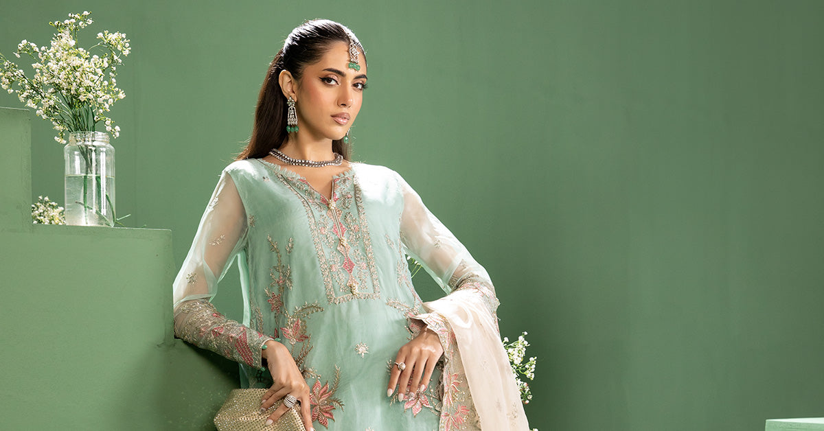 Ferozi Embroidered Organza Sharara Suit (3-Piece) - Image 5