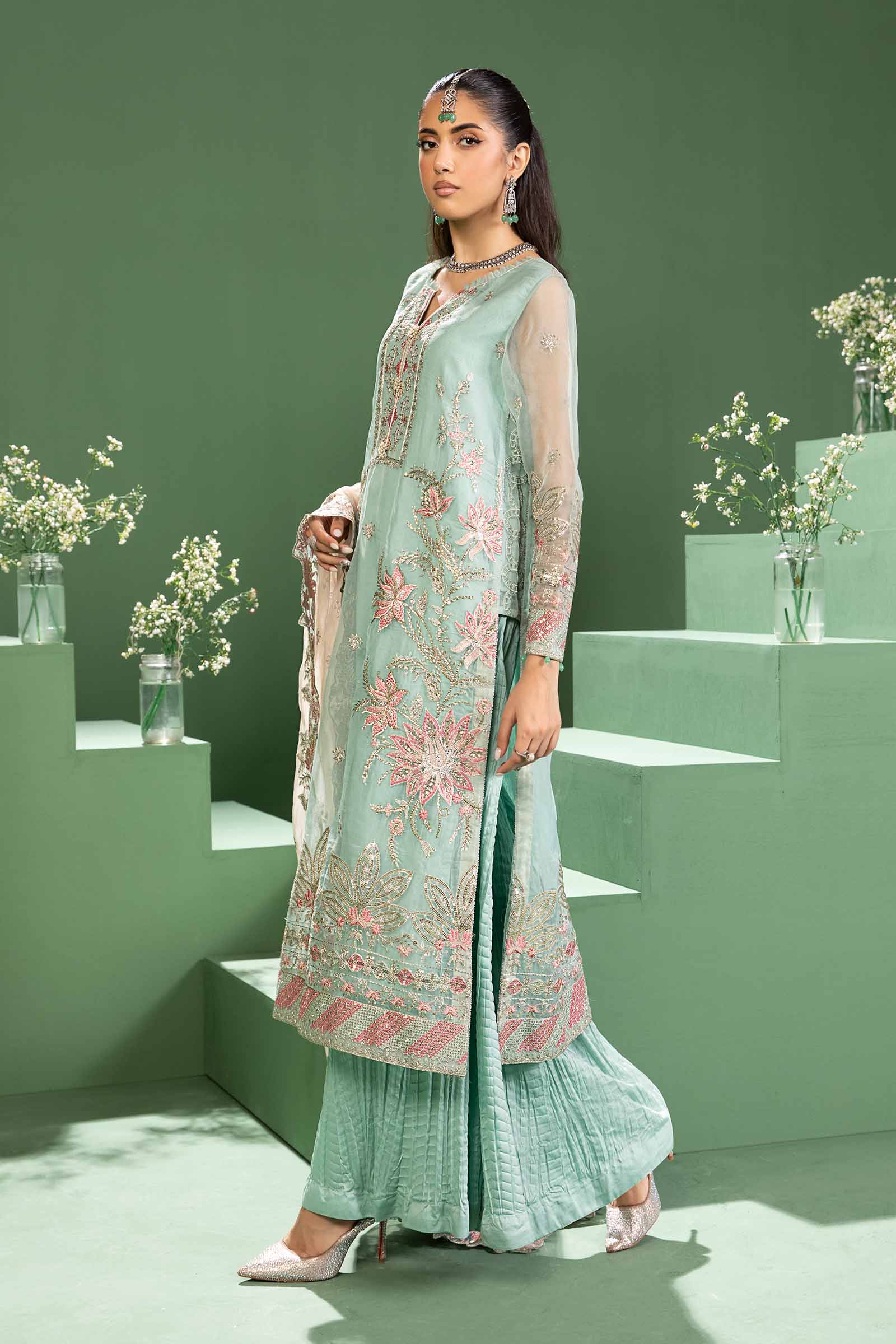 Ferozi Embroidered Organza Sharara Suit (3-Piece) - Image 6