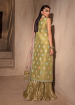 Lime Embroidered Raw Silk Sharara (3-Piece) - Image 3