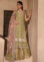 Pakistani Lime Embroidered Raw Silk Sharara (3-Piece) - Image 2