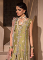 Pakistani Lime Embroidered Raw Silk Sharara (3-Piece) - Image 4