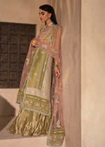 Pakistani Lime Embroidered Raw Silk Sharara (3-Piece) - Image 6