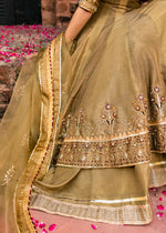 Mehndi Green Embroidered Korean Rawsilk Peshwas Sharara (3-Piece) - Image 4