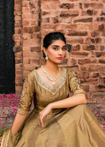 Mehndi Green Embroidered Korean Rawsilk Peshwas Sharara (3-Piece) - Image 6