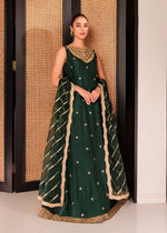 Emerald Green Handworked Korean Rawsilk Maxi Sharara (3-Piece) - Image 2
