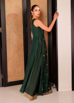 Emerald Green Handworked Korean Rawsilk Maxi Sharara (3-Piece) - Image 4