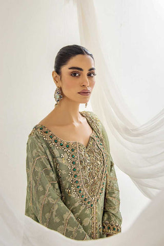 Mint Embroidered Silk Tissue Sharara (3-Piece) - Image 3