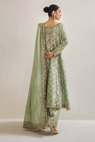 Mint Embroidered Silk Tissue Sharara (3-Piece) - Image 6