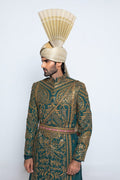 Emerald Green Embroidered Silk-Blend Groom Sherwani (3-Piece) - Image 3