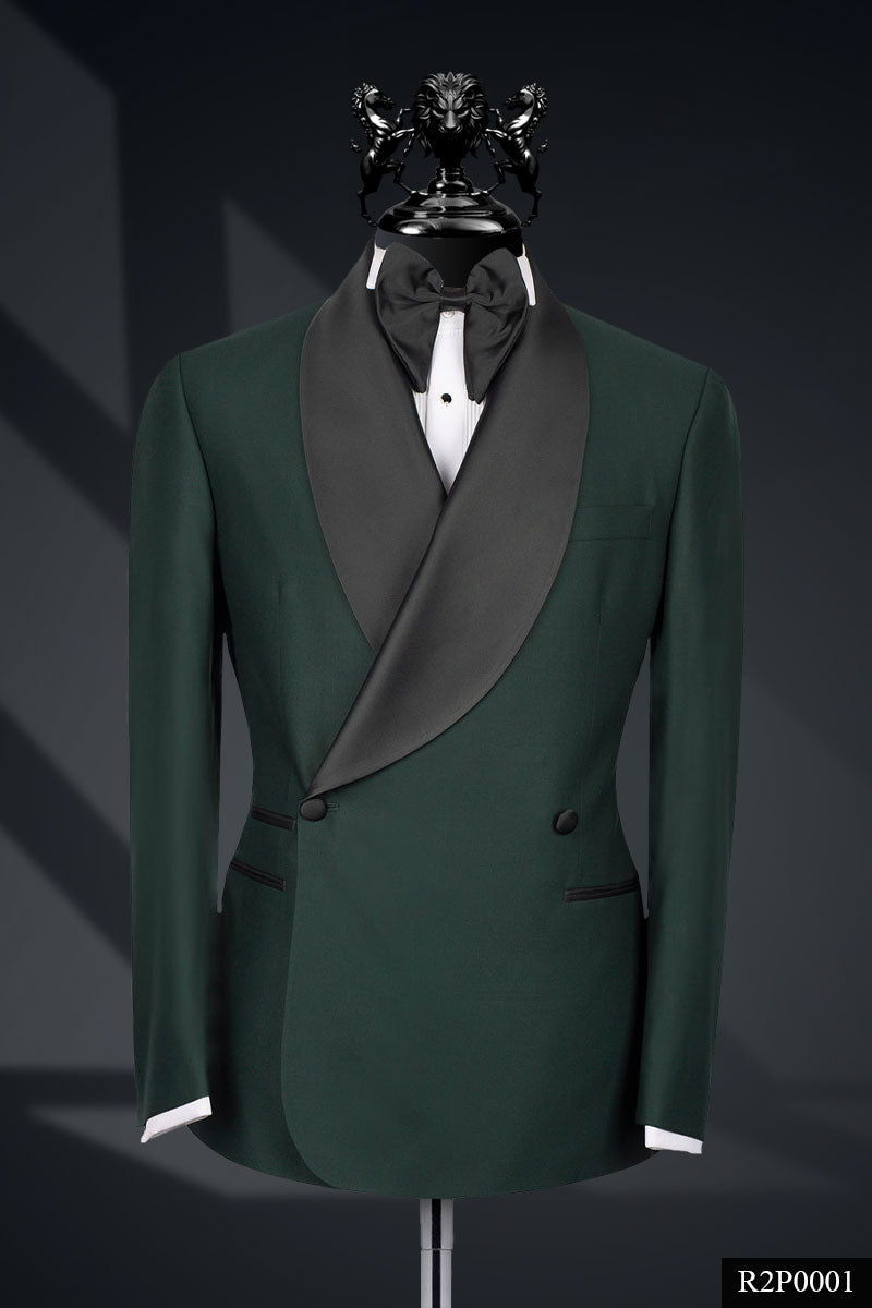 Bottle Green Satin-Trimmed Italian Fabric Tuxedo (2-Piece) - Image 1