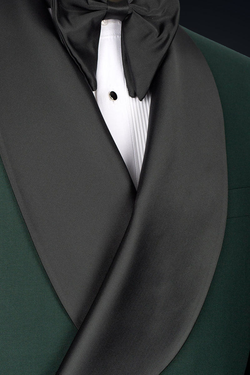 Bottle Green Satin-Trimmed Italian Fabric Tuxedo (2-Piece) - Image 3
