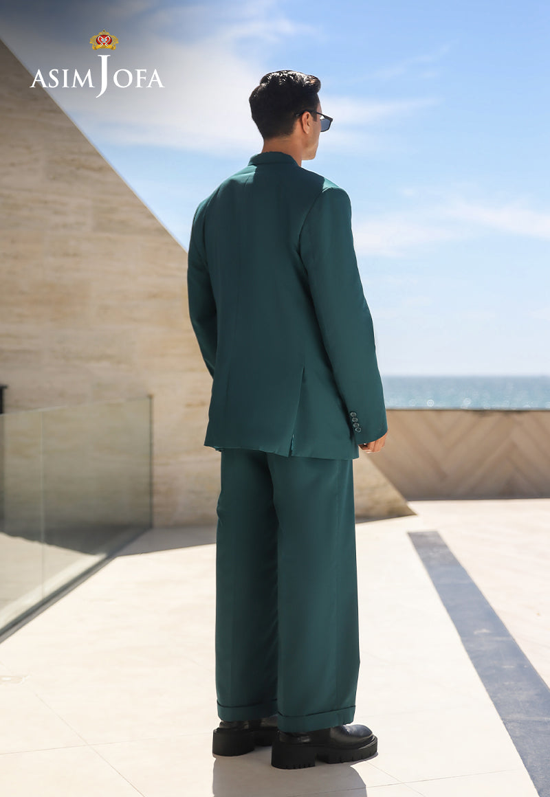Teal Oversized Suiting Fabric Double-Breasted Suit (2-Piece) - Image 2