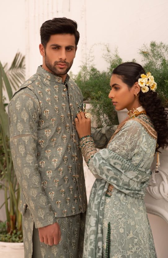 Jade Green Embroidered Silk-Blend Waistcoat Kurta (3-Piece) - Image 5