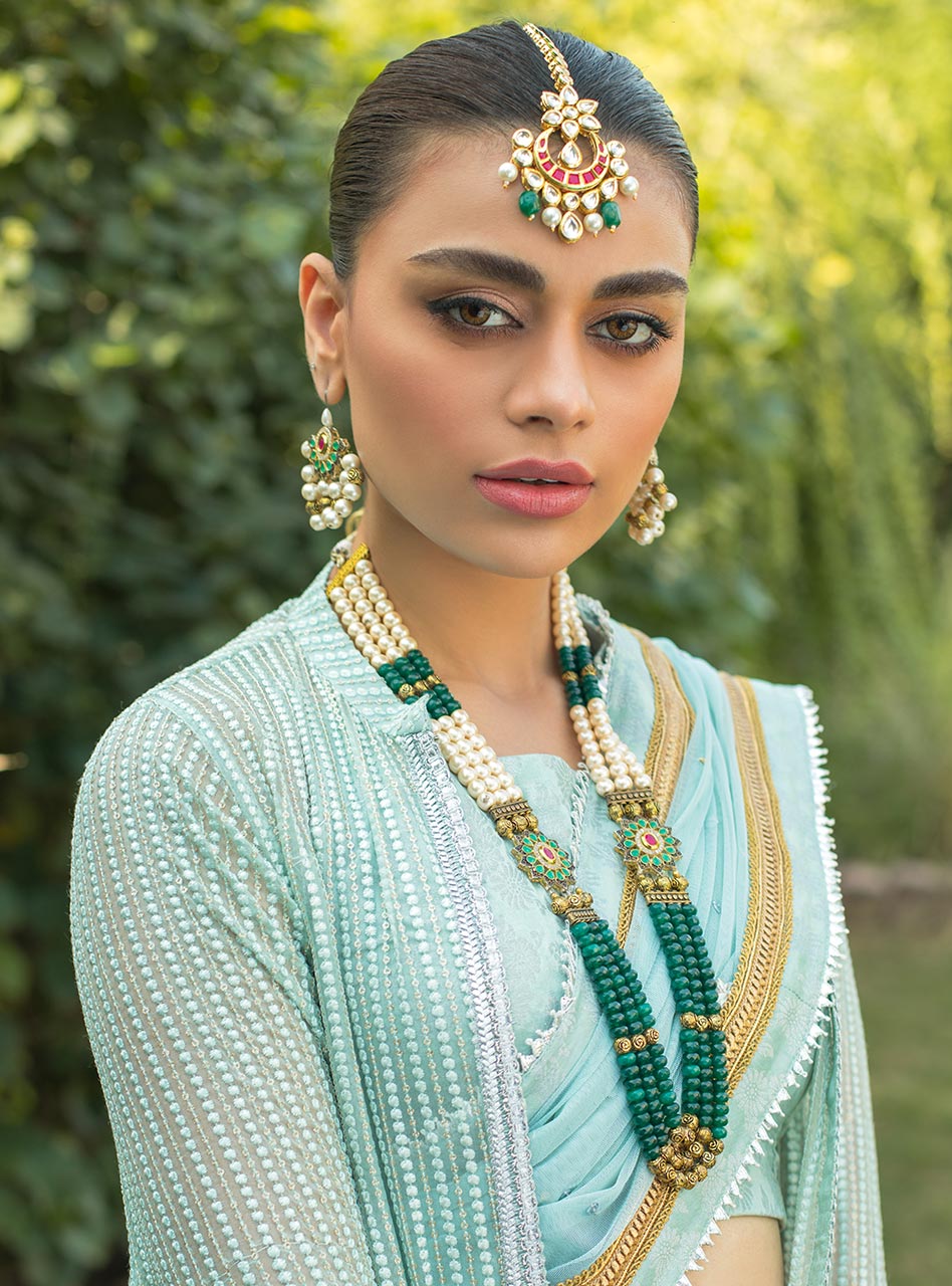 Mint Embellished Organza Jacket Set (3-Piece) - Image 4