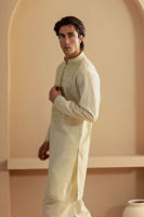 Pistachio Self-Embroidered Cotton Net Kurta (1-Pc) - Image 3