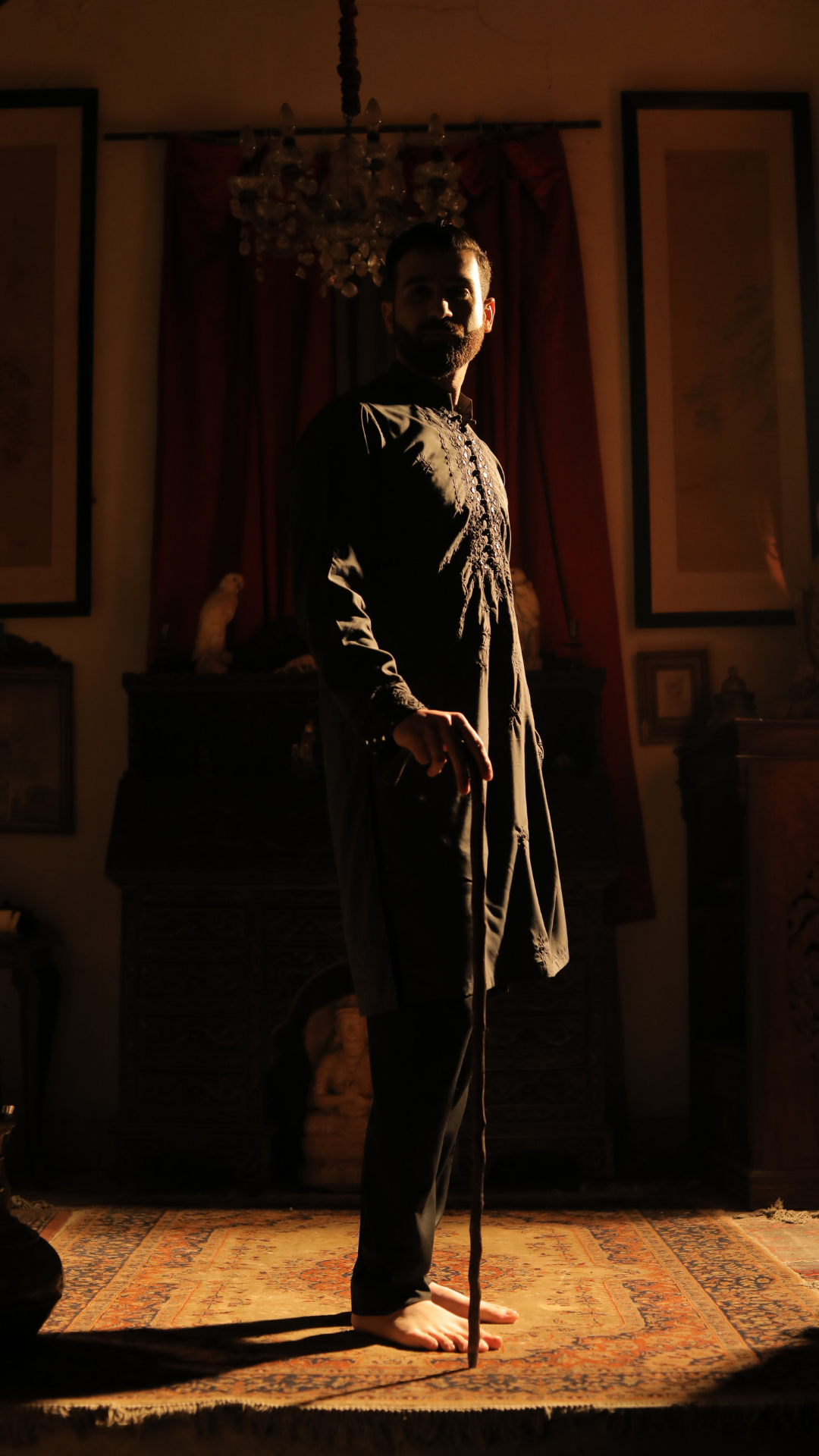 Deep Green Mirror Work Cotton-Silk Kurta (2-Piece) - Image 5