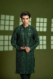 Rich Green Embroidered Wash & Wear Kurta Pajama (2-Piece) - Image 5