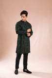 Deep Green Embroidered Wash & Wear Kurta Pajama (2-Piece) - Image 2