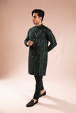 Deep Green Embroidered Wash & Wear Kurta Pajama (2-Piece) - Image 5