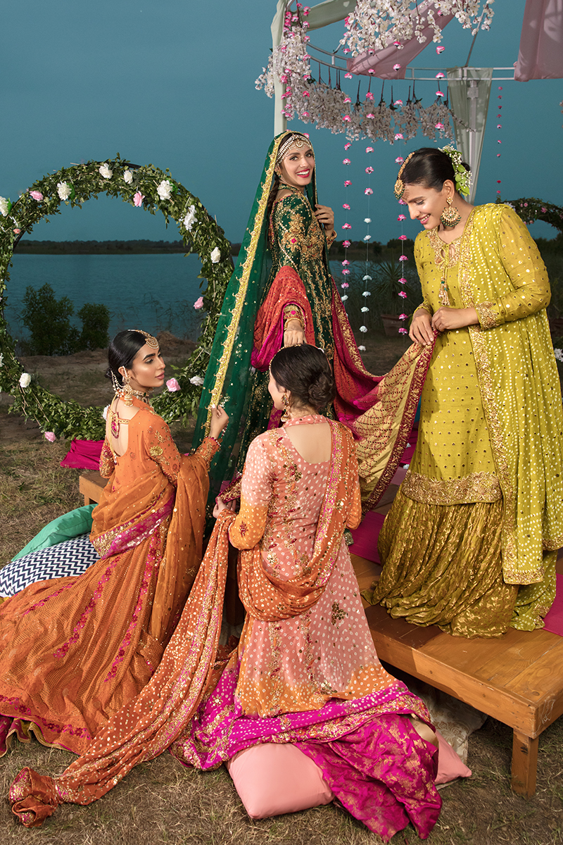 Sage Green Kamdani Cotton Net Gharara (3-Piece) - Image 4