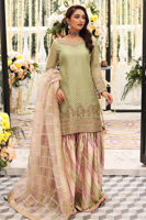 Pakistani Pistachio Green Embroidered Organza Gharara (3-Piece) - Image 2
