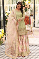 Pakistani Pistachio Green Embroidered Organza Gharara (3-Piece) - Image 3