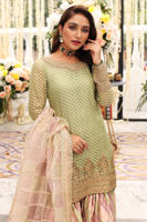 Pakistani Pistachio Green Embroidered Organza Gharara (3-Piece) - Image 4