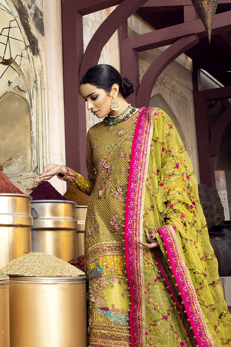 Pakistani Green Hand-Embellished Silk Gharara Set (3-Piece) - Image 6