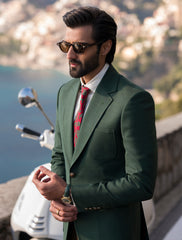 Deep Green Hand-Stitched Wool-Blend Jacket (1-Pc) - Image 3