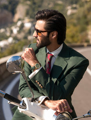 Deep Green Hand-Stitched Wool-Blend Jacket (1-Pc) - Image 5