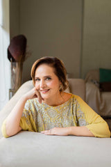 Sorbet Green to Off-White Crystal Georgette Kaftan (2-Piece) - Image 5